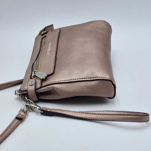 Liz Claiborne Elly Rose Gold Metallic Convertible Wristlet Crossbody Bag - Picture 3 of 9